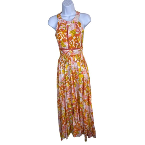 NEW Abel The Label Sleeveless Floral Halter Maxi Dress size Small Boho Cottage - Picture 1 of 16